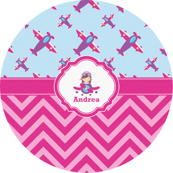 Custom Airplane Theme - for Girls Multipurpose Round Labels - Custom Sized (Personalized)