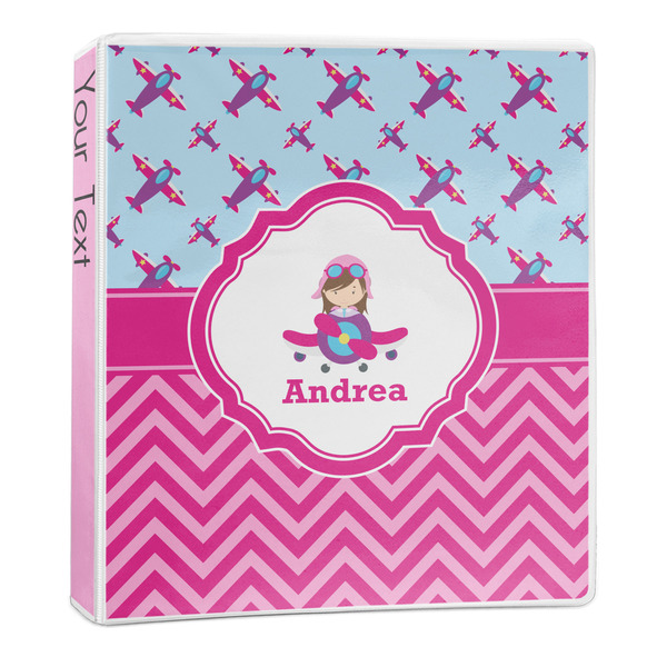 Custom Airplane Theme - for Girls 3-Ring Binder - 1 inch (Personalized)