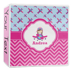 Airplane Theme - for Girls 3-Ring Binder - 2 inch (Personalized)