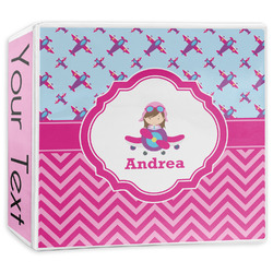 Airplane Theme - for Girls 3-Ring Binder - 3 inch (Personalized)