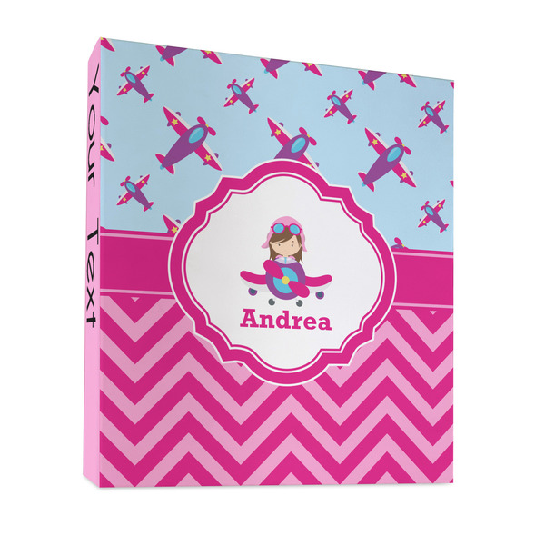 Custom Airplane Theme - for Girls 3 Ring Binder - Full Wrap - 1" (Personalized)