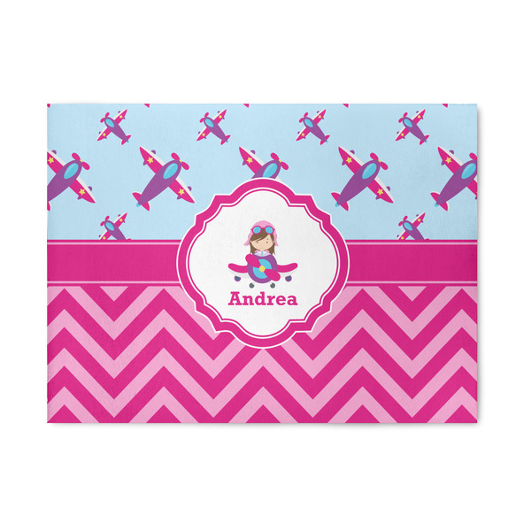 Custom Airplane Theme - for Girls 5' x 7' Patio Rug (Personalized)