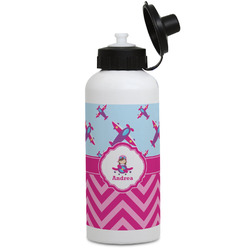 Airplane Theme - for Girls Water Bottles - Aluminum - 20 oz - White (Personalized)