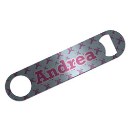 Airplane Theme - for Girls Bar Bottle Opener - Silver w/ Name or Text
