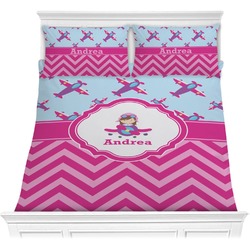 Airplane Theme - for Girls Comforter Set - Full / Queen (Personalized)