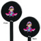 Airplane Theme - for Girls Black Plastic 5.5" Stir Stick - Double Sided - Round - Front & Back