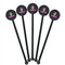 Airplane Theme - for Girls Black Plastic 5.5" Stir Stick - Round - Fan View