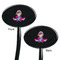 Airplane Theme - for Girls Black Plastic 7" Stir Stick - Double Sided - Oval - Front & Back