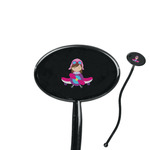 Airplane Theme - for Girls 7" Oval Plastic Stir Sticks - Black - Single Sided