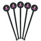 Airplane Theme - for Girls Black Plastic 7" Stir Stick - Round - Fan View