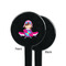 Airplane Theme - for Girls Black Plastic 7" Stir Stick - Single Sided - Round - Front & Back