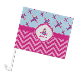 Airplane Theme - for Girls Car Flag - Large (Personalized)
