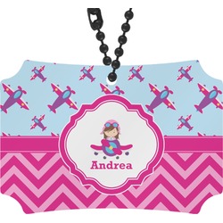Airplane Theme - for Girls Rear View Mirror Ornament (Personalized)