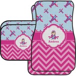 Airplane Theme - for Girls Car Floor Mats Set - 2 Front & 2 Back (Personalized)