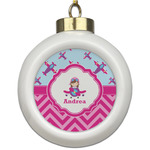 Airplane Theme - for Girls Ceramic Ball Ornament (Personalized)