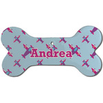 Airplane Theme - for Girls Ceramic Dog Ornament - Front w/ Name or Text