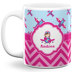 Airplane Theme - for Girls 11 Oz Coffee Mug - White (Personalized)