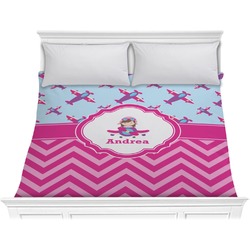 Airplane Theme - for Girls Comforter - King (Personalized)