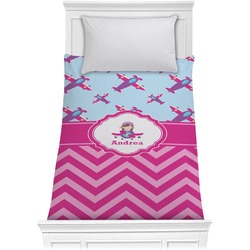 Airplane Theme - for Girls Comforter - Twin XL (Personalized)