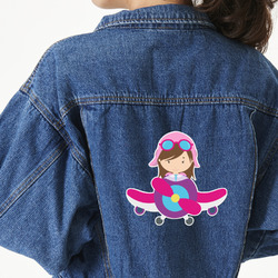 Airplane Theme - for Girls Twill Iron On Patch - Custom Shape - 2XL - Set of 4