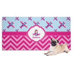 Airplane Theme - for Girls Dog Towel (Personalized)