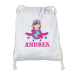 Airplane Theme - for Girls Drawstring Backpack - Sweatshirt Fleece