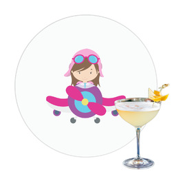Airplane Theme - for Girls Printed Drink Topper - 3.25"