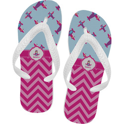 Airplane Theme - for Girls Flip Flops - XSmall (Personalized)