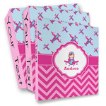 Airplane Theme - for Girls 3 Ring Binder - Full Wrap (Personalized)