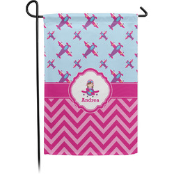 Airplane Theme - for Girls Small Garden Flag - Single Sided w/ Name or Text