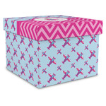 Airplane Theme - for Girls Gift Box with Lid - Canvas Wrapped - X-Large (Personalized)