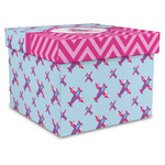 Airplane Theme - for Girls Gift Box with Lid - Canvas Wrapped - XX-Large (Personalized)