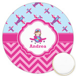 Airplane Theme - for Girls Printed Cookie Topper - 3.25" (Personalized)