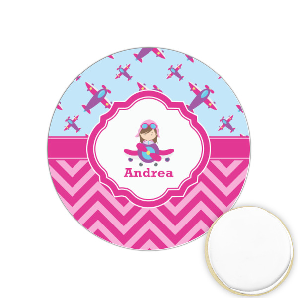 Custom Airplane Theme - for Girls Printed Cookie Topper - 1.25" (Personalized)