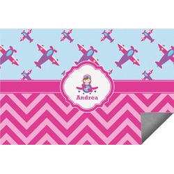 Airplane Theme - for Girls Indoor / Outdoor Rug (Personalized)