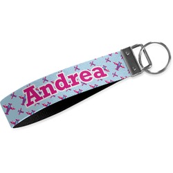 Airplane Theme - for Girls Webbing Keychain Fob - Small (Personalized)