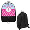 Airplane Theme - for Girls Large Backpack - Black - Front & Back View