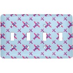 Airplane Theme - for Girls Light Switch Cover (4 Toggle Plate)