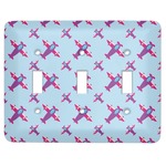 Airplane Theme - for Girls Light Switch Cover (3 Toggle Plate)