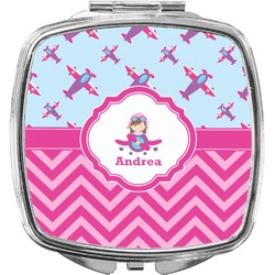 Airplane Theme - for Girls Compact Makeup Mirror (Personalized)