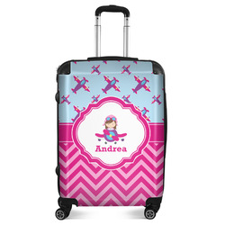 Airplane Theme - for Girls Suitcase - 24" Medium - Checked (Personalized)