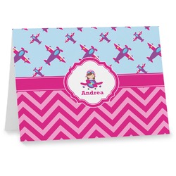 Airplane Theme - for Girls Note cards (Personalized)