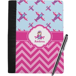 Airplane Theme - for Girls Notebook Padfolio - Large w/ Name or Text