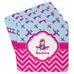Airplane Theme - for Girls Paper Coasters w/ Name or Text