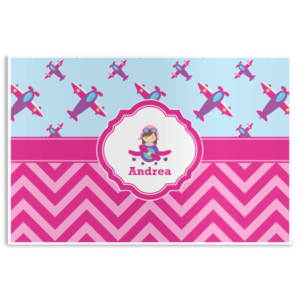 Custom Airplane Theme - for Girls Disposable Paper Placemats (Personalized)