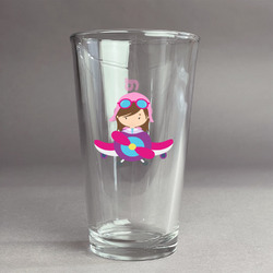 Airplane Theme - for Girls Pint Glass - Full Color Logo (Personalized)