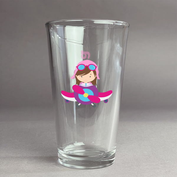 Custom Airplane Theme - for Girls Pint Glass - Full Color Logo (Personalized)