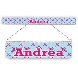 Airplane Theme - for Girls Plastic Ruler - 12" (Personalized)