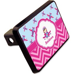 Airplane Theme - for Girls Rectangular Trailer Hitch Cover - 2" (Personalized)