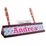 Airplane Theme - for Girls Red Mahogany Nameplate with Business Card Holder (Personalized)